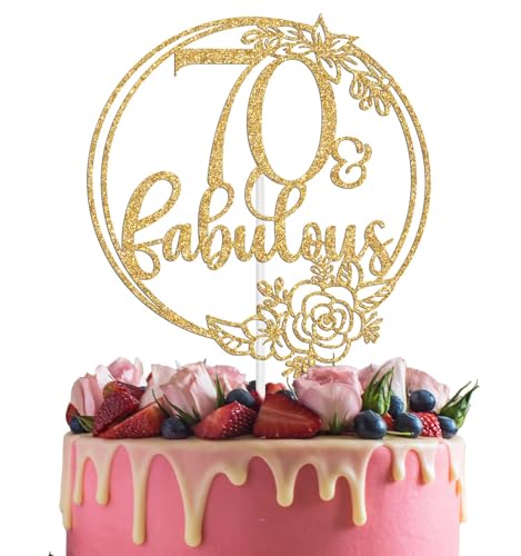 70 & Fabulous Cake Topper Cheers to Seventy Years Birthday Party Decorations Happy 70th Birthday Decoration Flower Themed 70th Bday/Anniversary Decoration Gold Glitter 70 & Fabulous Cake Topper Cheers to Seventy Years Birthday Party Decorations Happy 70th Birthday Decoration Flower Themed 70th Bday/Anniversary Decoration Gold Glitter von Miss Onederful