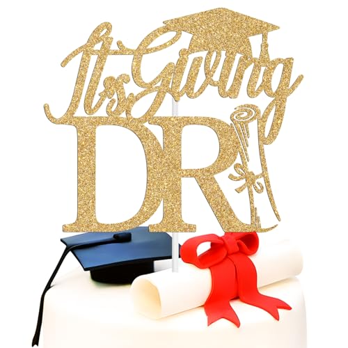 Tortenaufsatz mit Aufschrift "It's Giving DR Congrats Doctor/PHD, Doktorabschluss, Abschlussfeier, 2025 College-Promotion-Party-Dekoration, goldfarbener Glitzer Tortenaufsatz mit Aufschrift "It's Giving DR Congrats Doctor/PHD, Doktorabschluss, Abschlussfeier, 2025 College-Promotion-Party-Dekoration, goldfarbener Glitzer von Miss Onederful