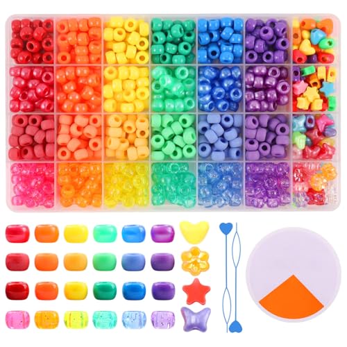 Miss Rabbit Pony-Perlen für Armbandherstellung, 1500 Stück, 9 mm, Regenbogen-Kandi-Perlen, Glas, Herz, Frucht, Smiley, 28 Farben Miss Rabbit Pony-Perlen für Armbandherstellung, 1500 Stück, 9 mm, Regenbogen-Kandi-Perlen, Glas, Herz, Frucht, Smiley, 28 Farben von Miss Rabbit