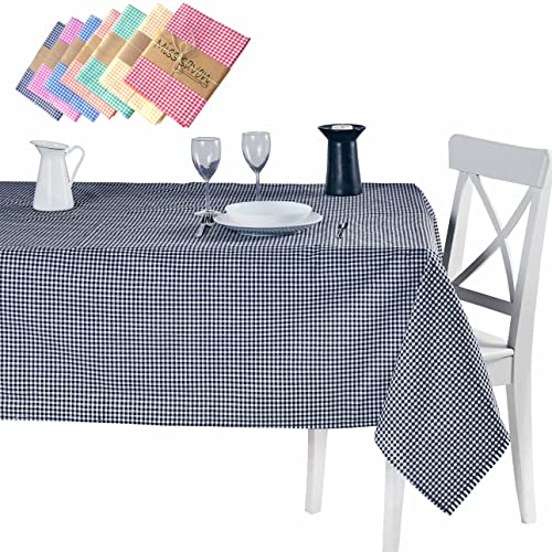 Miss Savon Tiscdecke - Kariert Tischtuch Schwarz-Weiß Tischdecken für Esstich Picknick Party Rechteckig Decke XXL aus Baumwolle für Wohnzimmer Küche (170 x 170 cm, Schwarz) von Miss Savon