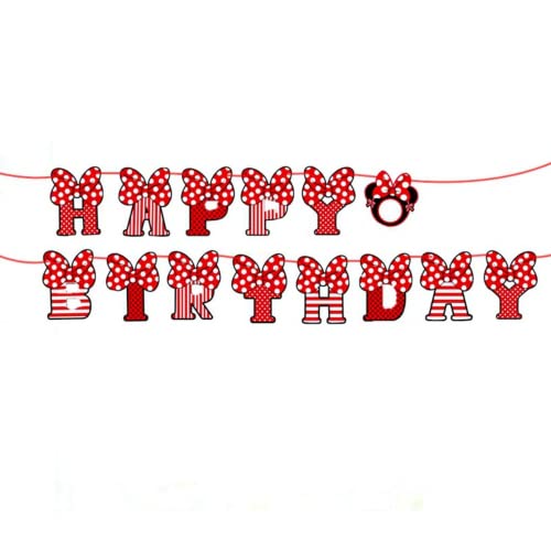 Happy Birthday Banner,Minni Geburtstags-Banner Girlande Geburtstag Bunt für Erwachsene und Kinder Geburtstag Party Dekoration von Miss-shop