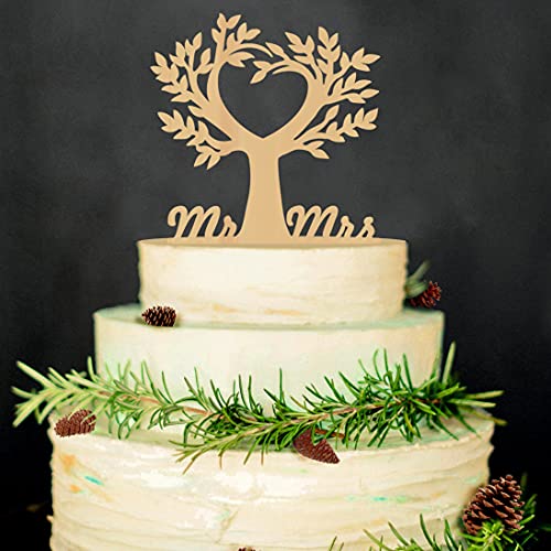 Miss-shop Mr & Mrs Cake Toppers,Hochzeit Kuchen Topper Holz Tortentopper für Party Hochzeitsgeschenk Jahrestag Kuchen Dekoration von Miss-shop
