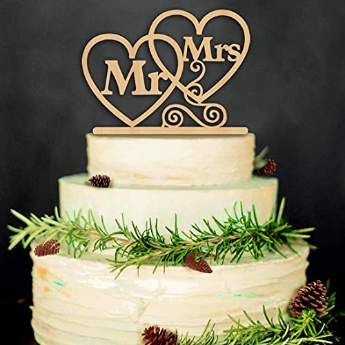 Mr & Mrs Cake Toppers,Hochzeit Kuchen Topper Holz Tortentopper für Party Hochzeitsgeschenk Jahrestag Kuchen Dekoration von Miss-shop
