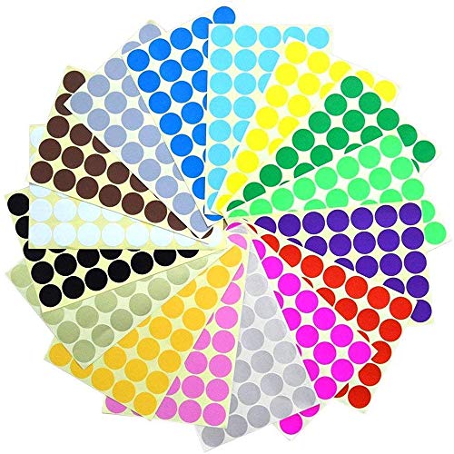 Runde Punkt-Aufkleber,Selbstklebende Farbige Punkte 25mm 16 Farben Klebepunkte Runde Dot Aufkleber für Farbkodierungskalender, DVDs, Sch von Miss-shop