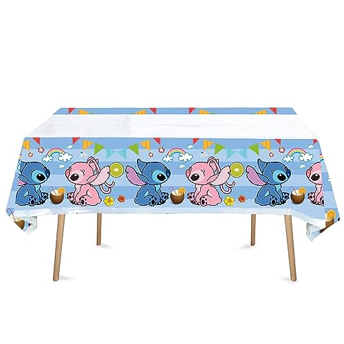 Stitch Tischdecken,Stitch Party Tablecloth 108 * 180cm Cake Table Decoration Background Disposable Tablecloth für Girls Birthday Party Decoration Accessories von Miss-shop