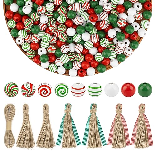 300 Stück Weihnachts-Holzperlen für Weihnachten, DIY, Basteln, Holzperlen, Zuckerstange, Wirbelperlen, Rot, Grün, Weiß, 16 mm, runde Perlen für Weihnachtsgirlande, Schmuckherstellung, Party, Zuhause, 300 Stück Weihnachts-Holzperlen für Weihnachten, DIY, Basteln, Holzperlen, Zuckerstange, Wirbelperlen, Rot, Grün, Weiß, 16 mm, runde Perlen für Weihnachtsgirlande, Schmuckherstellung, Party, Zuhause, von MissAudrey