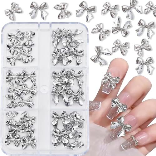 Nail Charms, Bogen Nagel Charms 3D Silber Bogen Nail Art Dekoration,3D Acryl Bow Nail Art Strasssteine Nail Gems für Frauen Acryl Nagel Nail Charms, Bogen Nagel Charms 3D Silber Bogen Nail Art Dekoration,3D Acryl Bow Nail Art Strasssteine Nail Gems für Frauen Acryl Nagel von MissJelly