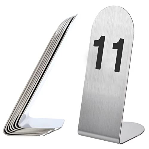 Tischnummern 1-25/50, stehende Edelstahl-Tischschilder, gebürstete Oberfläche, stapelbare Metall-Tischkarte, 13 x 6 x 4 cm, für Restaurants, Bars, Partys, Hochzeiten (schwarz) von MissYin