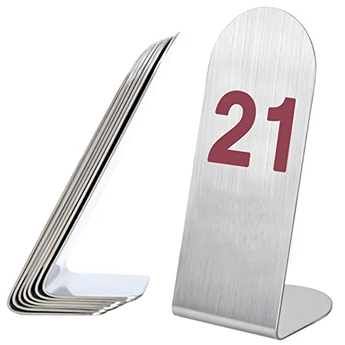 Tischnummern 1-25/50, stehende Edelstahl-Tischschilder, gebürstete Oberfläche, stapelbare Metall-Tischkarte, 13 x 6 x 4 cm, für Restaurants, Bars, Partys, Hochzeiten (schwarz) von MissYin