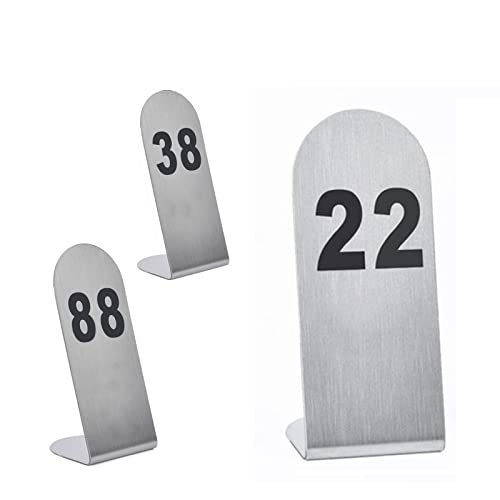 Tischnummern für Restaurants 1-25 1-50 1-100 Tischschilder Platzkarten für Tisch, robust und leicht, Tischnummer aus Edelstahl für Restaurant, Bar, Pizzerien (5 x 5 x 12 cm, von MissYin