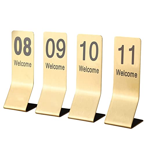 Tischschilder aus Edelstahl, Zahlenkarten 1-10/20 Gold, Stehtischnummer für Bankett, Café, Restaurant, doppelseitiges Tischnummernschild (Farbe: Gold, Größe von MissYin