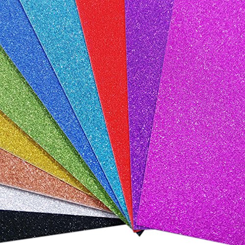 Misscrafts 10 Bögen Glitzerkartonpapier, A4, zum Basteln zu Weihnachten und Geburtstag, Einpackpapier, Bastelkarton, Papier, multi, A4 von Misscrafts