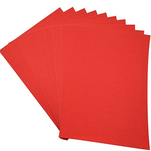 Misscrafts 10 Bögen Glitzerkartonpapier, A4, zum Basteln zu Weihnachten und Geburtstag, Einpackpapier, Bastelkarton rot von Misscrafts