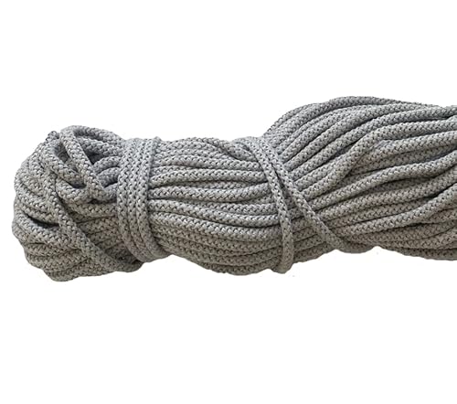 Mississhop 100 m Baumwollkordel Seile Kordel aus Baumwolle mit Polyacryl Kern Grau Ø 5 mm von Mississhop