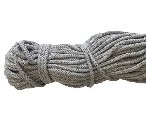 Mississhop 100 m Baumwollkordel Seile Kordel aus Baumwolle mit Polyacryl Kern Grau Ø 5 mm von Mississhop