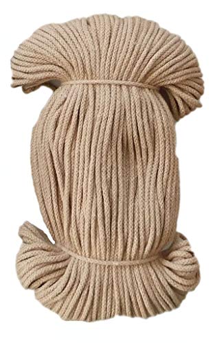 Mississhop 100 m Baumwollkordel Seile Kordel aus Baumwolle mit Polyacryl Kern Champagner Ø 6 mm von Mississhop