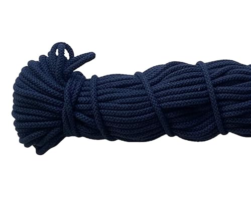 Mississhop 100 m Baumwollkordel Seile Kordel aus Baumwolle mit Polyacryl Kern Dunkelblau Ø 5 mm von Mississhop