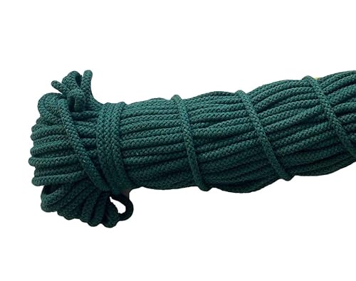 Mississhop 100 m Baumwollkordel Seile Kordel aus Baumwolle mit Polyacryl Kern Dunkelgrün Ø 5 mm von Mississhop