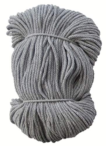 Mississhop 100 m Baumwollkordel Seile Kordel aus Baumwolle mit Polyacryl Kern Grau Ø 6 mm von Mississhop