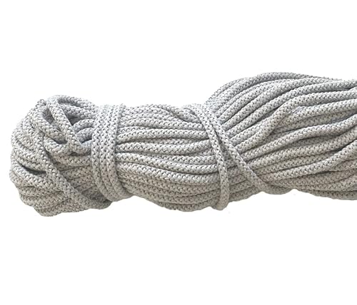 Mississhop 100 m Baumwollkordel Seile Kordel aus Baumwolle mit Polyacryl Kern Hellgrau Ø 5 mm von Mississhop