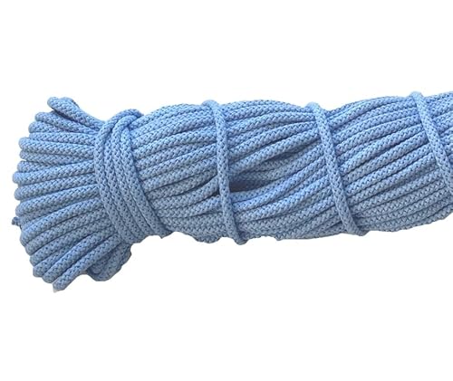 Mississhop 100 m Baumwollkordel Seile Kordel aus Baumwolle mit Polyacryl Kern Himmelblau Ø 5 mm von Mississhop