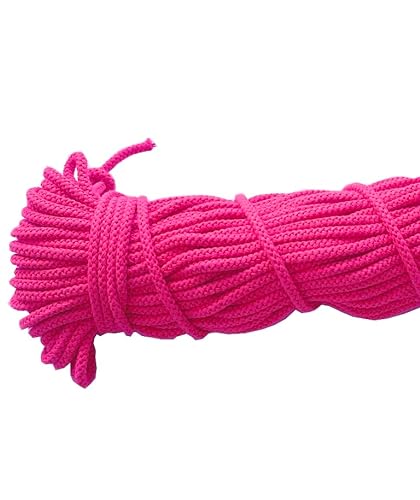 Mississhop 100 m Baumwollkordel Seile Kordel aus Baumwolle mit Polyacryl Kern Pink Ø 5 mm von Mississhop