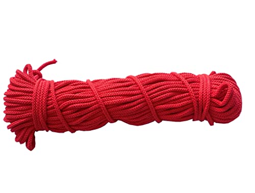 Mississhop 100 m Baumwollkordel Seile Kordel aus Baumwolle mit Polyacryl Kern Rot Ø 5 mm von Mississhop