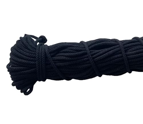 Mississhop 100 m Baumwollkordel Seile Kordel aus Baumwolle mit Polyacryl Kern Schwarz Ø 5 mm von Mississhop