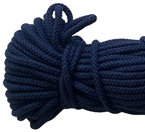 Mississhop 50 m Baumwollkordel Seile Kordel aus Baumwolle mit Polyacryl Kern Dunkelblau Ø 8 mm von Mississhop