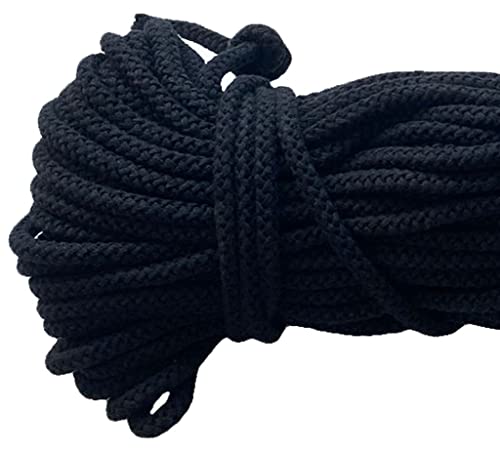 Mississhop 50 m Baumwollkordel Seile Kordel aus Baumwolle mit Polyacryl Kern Schwarz Ø 8 mm von Mississhop