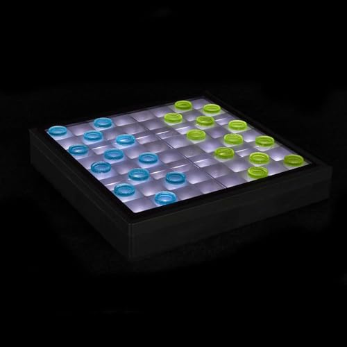 MISTER GADGET, MG3538, Transparent Led Checkers Game, Transparent Led Checkers Game, Colors: Black, White, Green, Blue, Game for Children and Adults, with Integrated LEDs MISTER GADGET, MG3538, Transparent Led Checkers Game, Transparent Led Checkers Game, Colors: Black, White, Green, Blue, Game for Children and Adults, with Integrated LEDs von Mister Gadget
