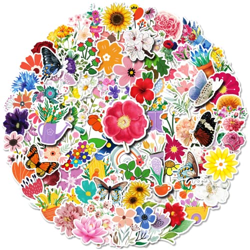 Mistree 100 Aufkleber Blumen, Farbenfroh Blumen Sticker Mädchen, Kinder für Fotoalbum, 5-7 CM von Mistree