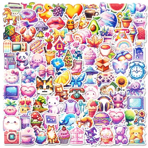 Mistree 100 Pixel Sticker zum Aufkleben Kinder, Wasserfeste Japanischer Cartoon Aufkleber, 5 CM Mistree 100 Pixel Sticker zum Aufkleben Kinder, Wasserfeste Japanischer Cartoon Aufkleber, 5 CM von Mistree