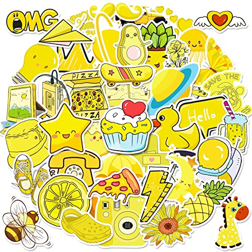 Mistree 50 Aufkleber Gelb, Selbstklebende Sticker mit Gelb Motiv, 5-6 CM von Mistree