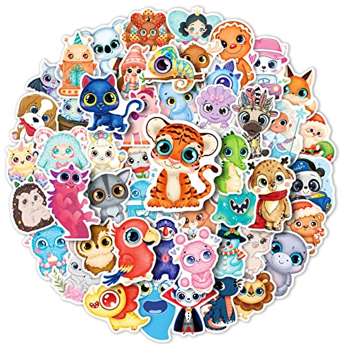 Mistree 50 Stücke Sticker Set Tiere Mit Großen Augen, Wasserfest Für Kinder, Zoo Tier Aufkleber Ab 2-10 Jahre von Mistree