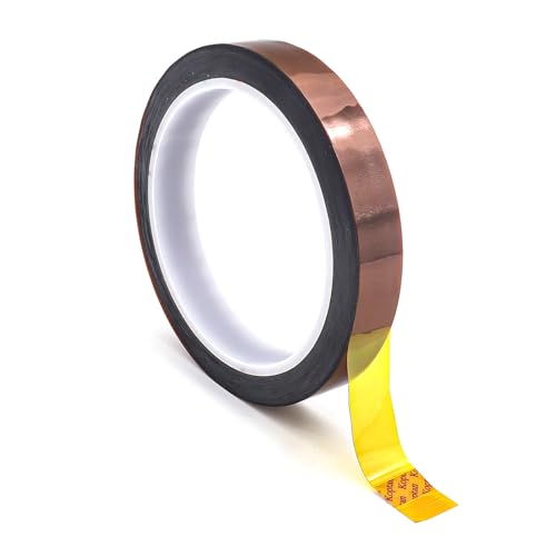 Misuyue 15mm Hitzebeständiges Klebeband Kapton Tape, 0.08mm Dicke Polyimid Klebeband, 33m Hohe Temp Tape Isolierband für 3D-Drucker Löten, Sublimation, Elektronik Leiterplatten von Misuyue