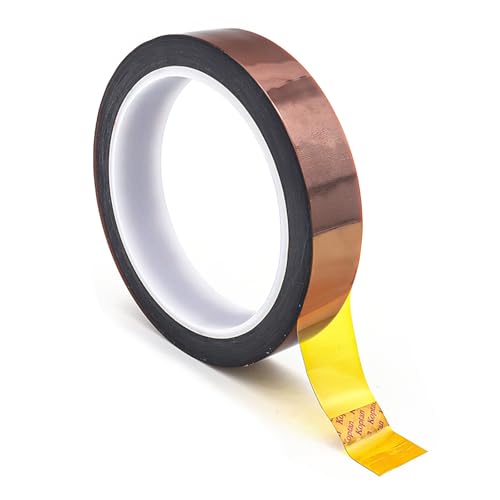 Misuyue 20mm Hitzebeständiges Klebeband Kapton Tape, 0.08mm Dicke Polyimid Klebeband, 33m Hohe Temp Tape Isolierband für 3D-Drucker Löten, Sublimation, Elektronik Leiterplatten von Misuyue