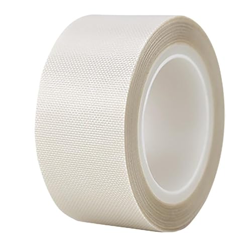 Misuyue 25mm Teflonband Klebeband, Hitzebeständiges Klebeband, 0,18 mm dick Teflon Tape PTFE Glasgewebeband für Vakuumiermaschine Impulsversiegeler (Weiß) von Misuyue