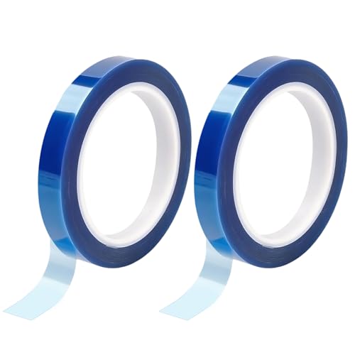 Misuyue 2 Rollen Hitzebeständiges Klebeband, 12mm x 33m Hohe Temp Tape Isolierband, Polyimid Klebeband für Sublimation, 3D-Drucker, Elektronik Leiterplatten, Blau von Misuyue