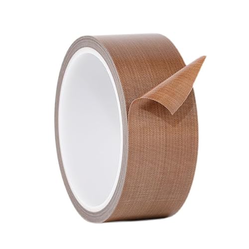 Misuyue 30mm Teflonband Klebeband, Hitzebeständiges Klebeband, 0,13 mm dick Teflon Tape PTFE Glasgewebeband für Vakuumiermaschine Impulsversiegeler (Braun) von Misuyue