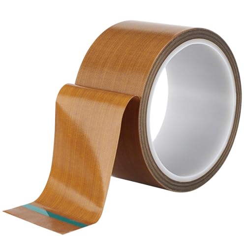 Misuyue 45mm x 10M Teflonband Selbstklebend, 0,18mm Dicke PTFE Teflon Tape, Hitzebeständiges Klebeband für Vakuumiermaschine Impulsversiegeler, Hitzebeständiges bis 300℃ (Braun) von Misuyue