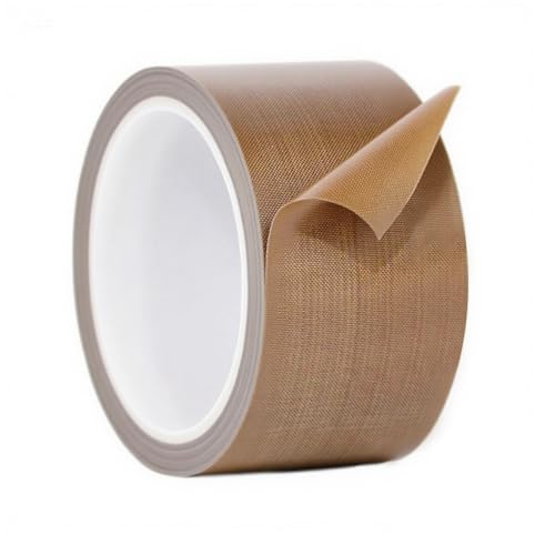 Misuyue 50mm x 10M Teflonband Selbstklebend, Hitzebeständiges Klebeband, PTFE Teflon Tape für Vakuumiermaschine Impulsversiegeler, Hitzebeständiges bis 300℃ (Braun) von Misuyue