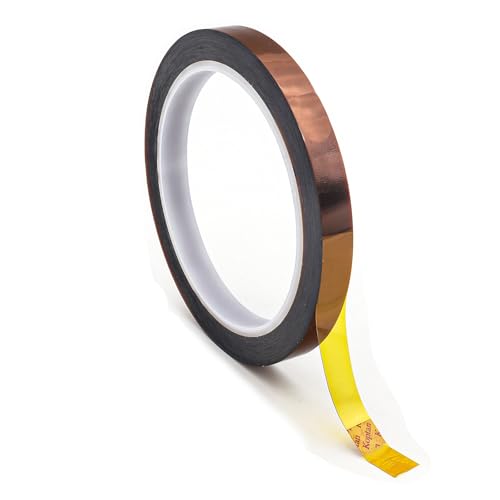 Misuyue 12mm Hitzebeständiges Klebeband Kapton Tape, 0.08mm Dicke Polyimid Klebeband, 33m Hohe Temp Tape Isolierband für 3D-Drucker Löten, Sublimation, Elektronik Leiterplatten von Misuyue