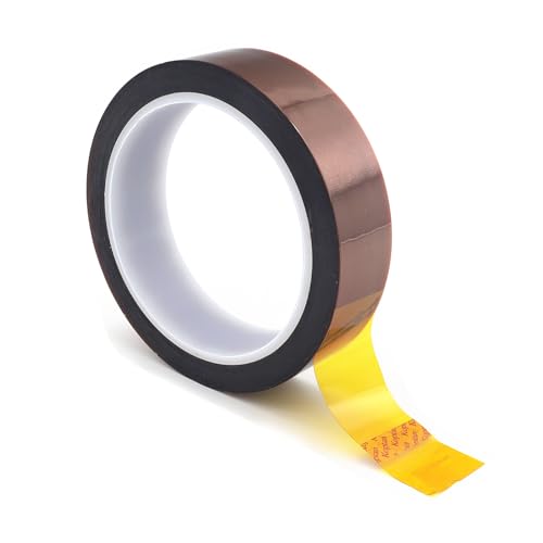Misuyue 25mm Hitzebeständiges Klebeband Kapton Tape, 0.08mm Dicke Polyimid Klebeband, 33m Hohe Temp Tape Isolierband für 3D-Drucker Löten, Sublimation, Elektronik Leiterplatten von Misuyue