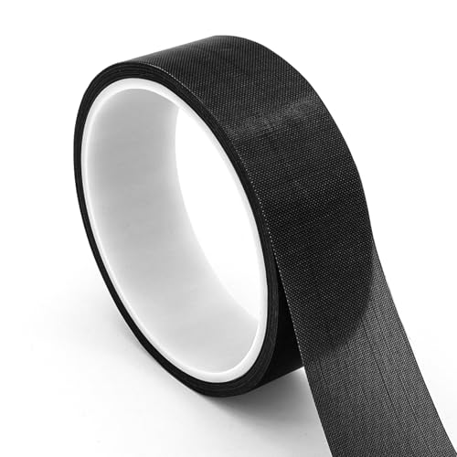 Misuyue Teflonband Klebeband, Hitzebeständiges Klebeband, 0,13mm Dicke PTFE Glasgewebeband für Vakuumiermaschine Impulsversiegeler, Schwarz (40mm) von Misuyue