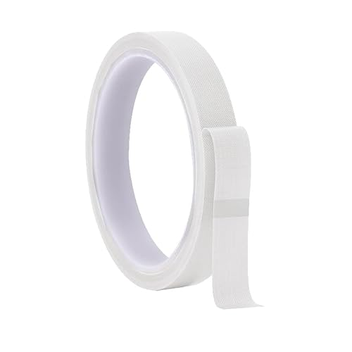 Misuyue Teflonband Klebeband, Hitzebeständiges Klebeband 15mm x 10M, 0,18mm Dicke PTFE Glasgewebeband für Vakuumiermaschine Impulsversiegeler, Hitzebeständiges bis 300℃ (Weiß) von Misuyue