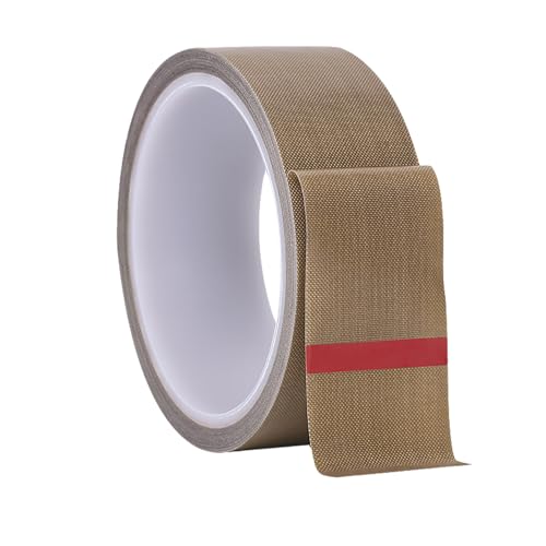 Misuyue Teflonband Klebeband, Hitzebeständiges Klebeband 30mm x 10M, 0,18mm Dicke PTFE Glasgewebeband für Vakuumiermaschine Impulsversiegeler, Hitzebeständiges bis 300℃ (Braun) von Misuyue