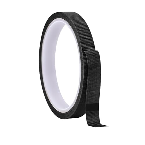 Misuyue Teflonband Klebeband, Hitzebeständiges Klebeband 10mm x 10M, 0,18mm Dicke PTFE Glasgewebeband für Vakuumiermaschine Impulsversiegeler, Hitzebeständiges bis 300℃ (Schwarz) von Misuyue