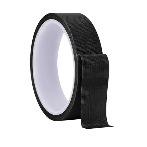 Misuyue Teflonband Klebeband, Hitzebeständiges Klebeband 25mm x 10M, 0,18mm Dicke PTFE Glasgewebeband für Vakuumiermaschine Impulsversiegeler, Hitzebeständiges bis 300℃ (Schwarz) von Misuyue