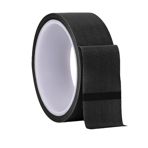 Misuyue Teflonband Klebeband, Hitzebeständiges Klebeband 30mm x 10M, 0,18mm Dicke PTFE Glasgewebeband für Vakuumiermaschine Impulsversiegeler, Hitzebeständiges bis 300℃ (Schwarz) von Misuyue